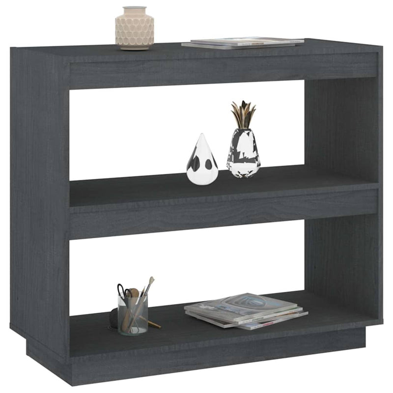 Bibliotecă, gri, 80x35x71 cm, lemn masiv de pin