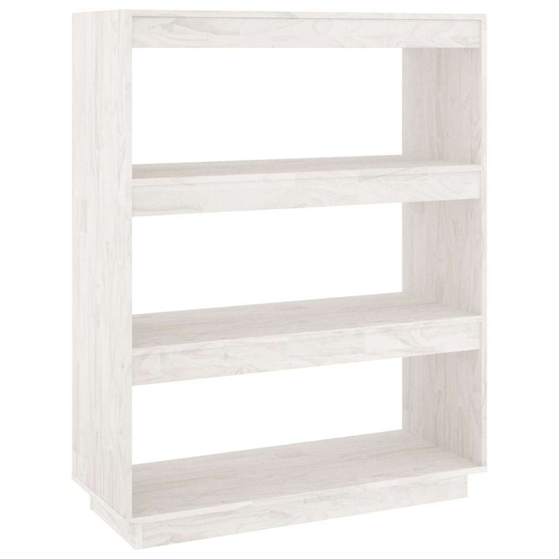 Bibliotecă/Separator cameră, alb, 80x35x103 cm, lemn masiv pin