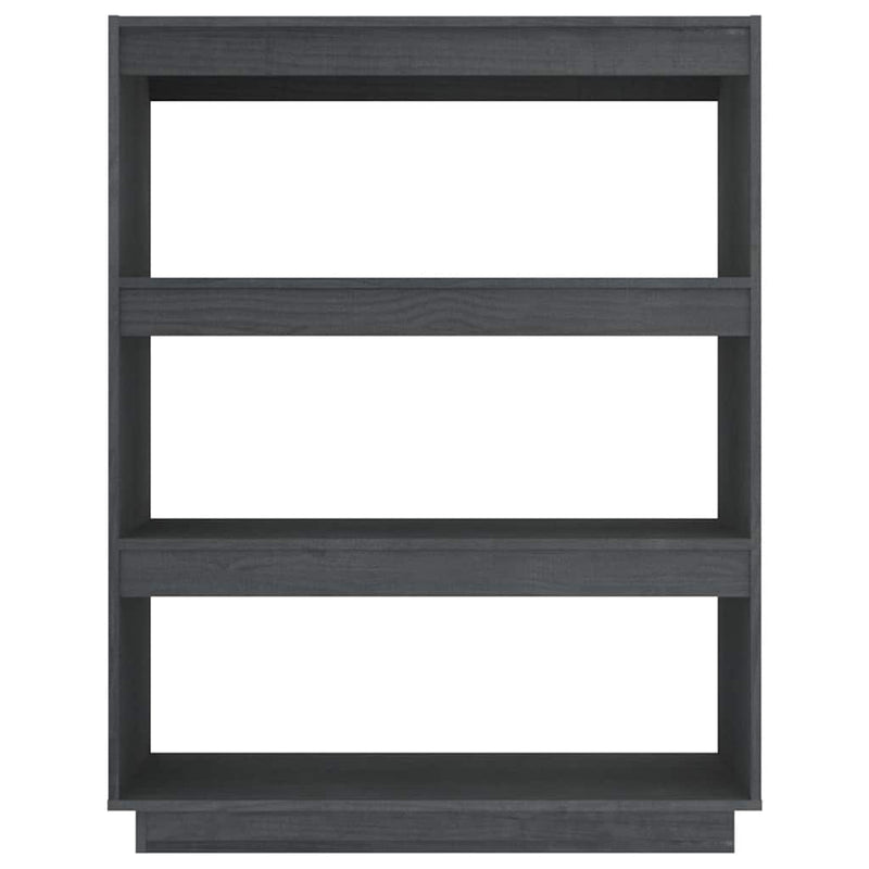 Bibliotecă/Separator cameră, gri, 80x35x103 cm, lemn masiv pin