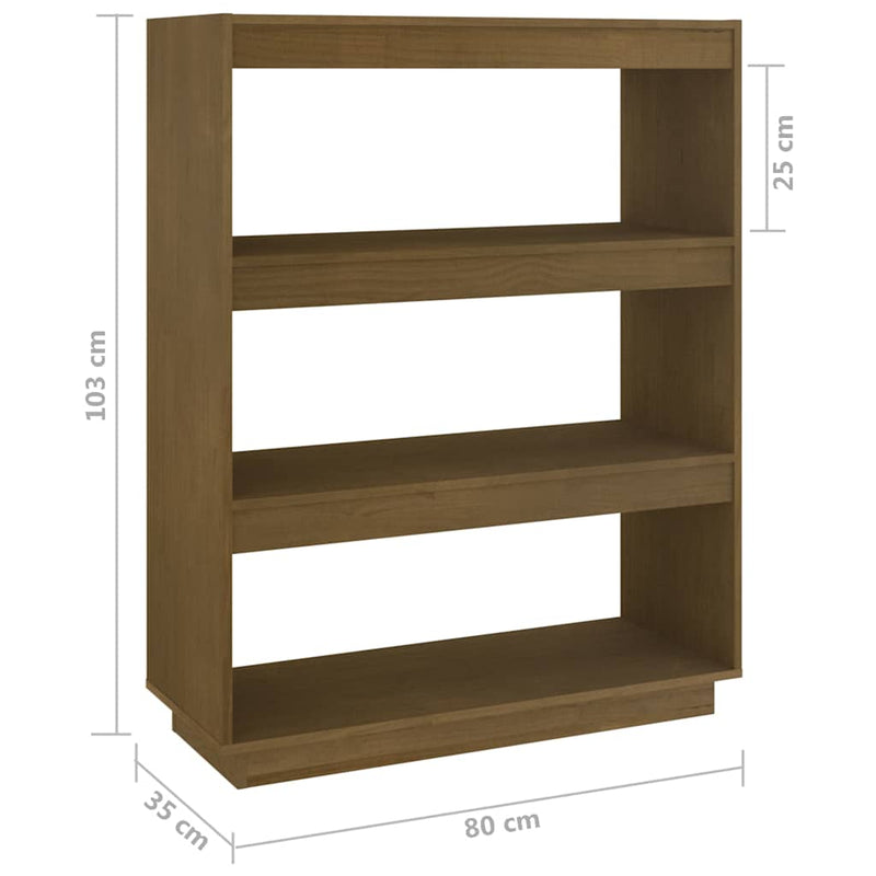 Bibliotecă/Separator cameră maro miere 80x35x103 cm lemn pin