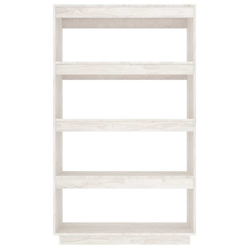 Bibliotecă/Separator cameră alb 80x35x135 cm, lemn masiv de pin