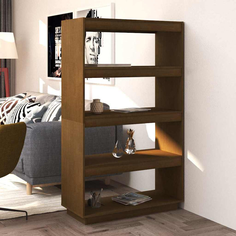 Bibliotecă/Separator cameră, maro miere, 80x35x135 cm lemn pin