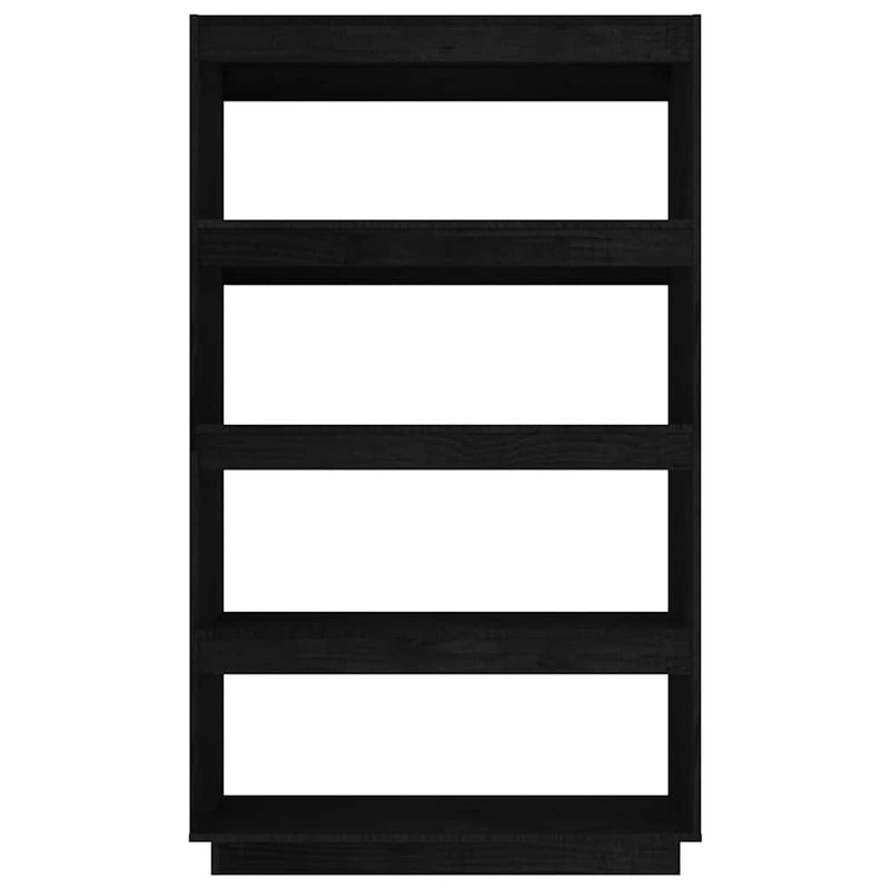 Bibliotecă/Separator cameră, negru 80x35x135 cm, lemn masiv pin