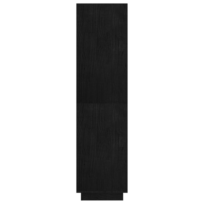 Bibliotecă/Separator cameră, negru 80x35x135 cm, lemn masiv pin