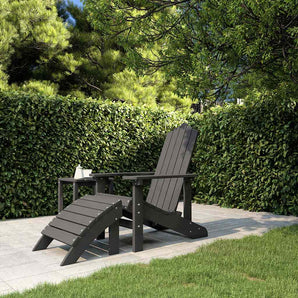 Scaun de grădină Adirondack cu suport picioare, antracit, HDPE