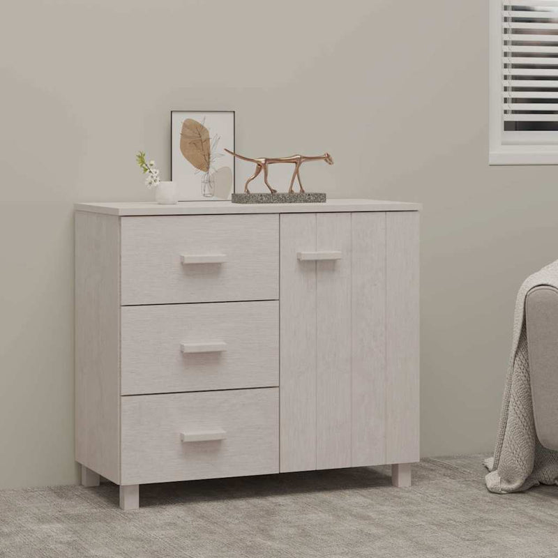 Servantă „HAMAR”, alb, 90x40x80 cm, lemn masiv de pin