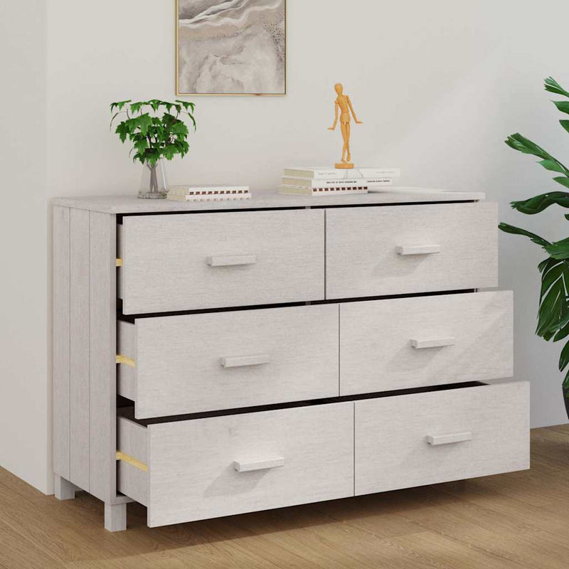 Servantă „HAMAR”, alb, 113x40x80 cm, lemn masiv de pin