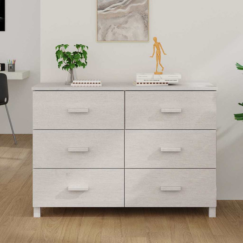 Servantă „HAMAR”, alb, 113x40x80 cm, lemn masiv de pin