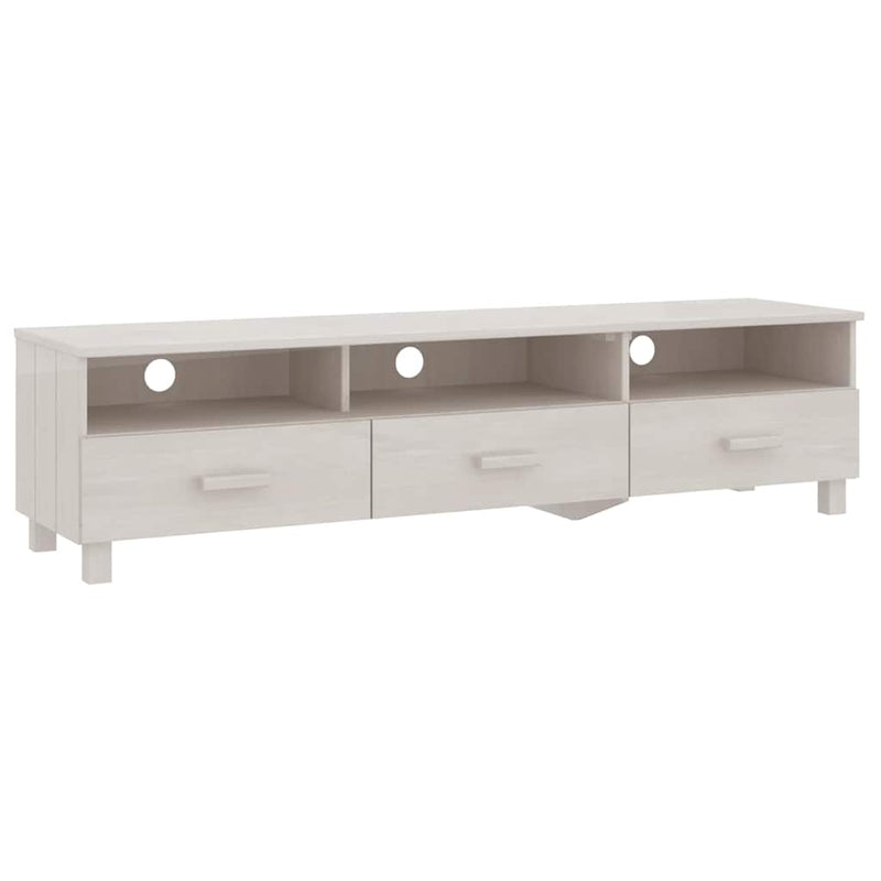Dulap TV „HAMAR”, alb, 158x40x40 cm, lemn masiv de pin