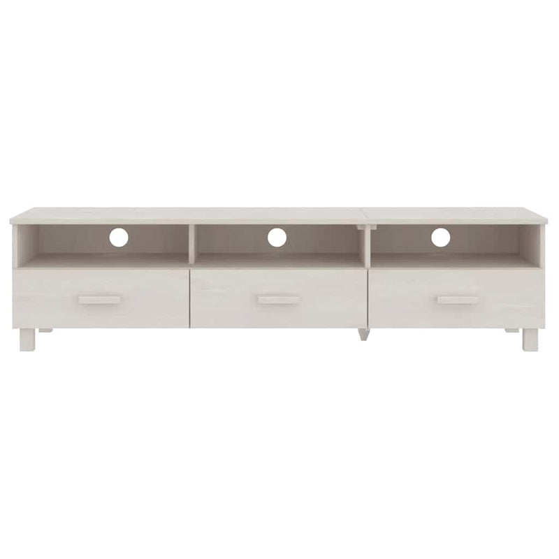 Dulap TV „HAMAR”, alb, 158x40x40 cm, lemn masiv de pin