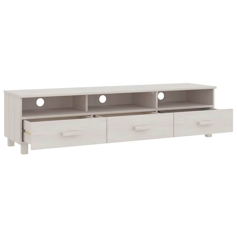 Dulap TV „HAMAR”, alb, 158x40x40 cm, lemn masiv de pin