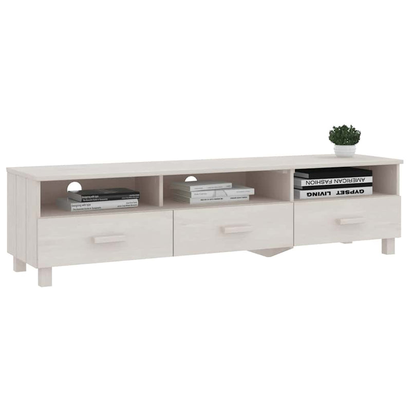 Dulap TV „HAMAR”, alb, 158x40x40 cm, lemn masiv de pin