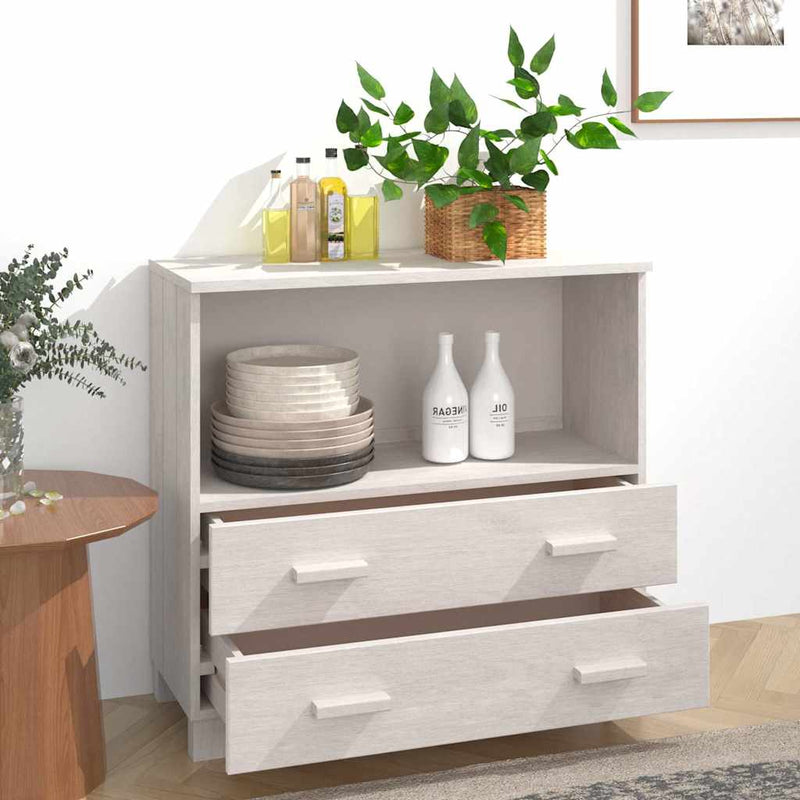 Servantă „HAMAR”, alb, 85x35x80 cm, lemn masiv de pin