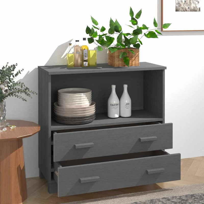 Servantă „HAMAR”, gri închis, 85x35x80 cm, lemn masiv pin