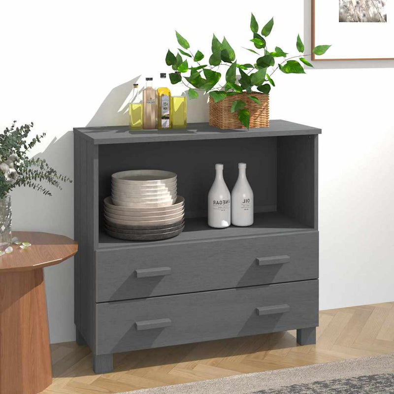 Servantă „HAMAR”, gri închis, 85x35x80 cm, lemn masiv pin