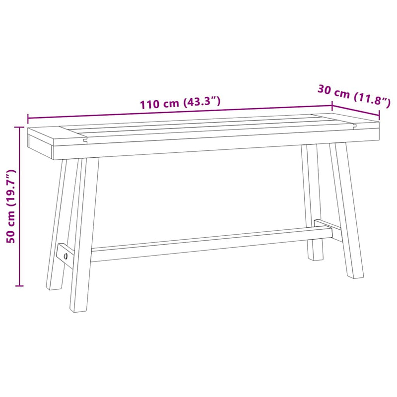 Bancă, 110 cm, lemn masiv de tec
