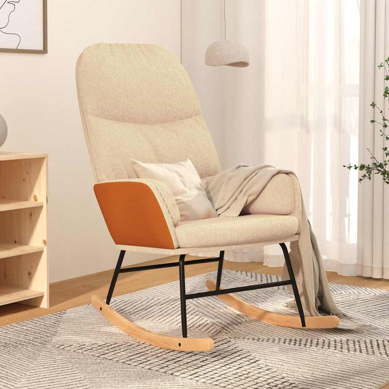 Scaun balansoar, alb crem, material textil