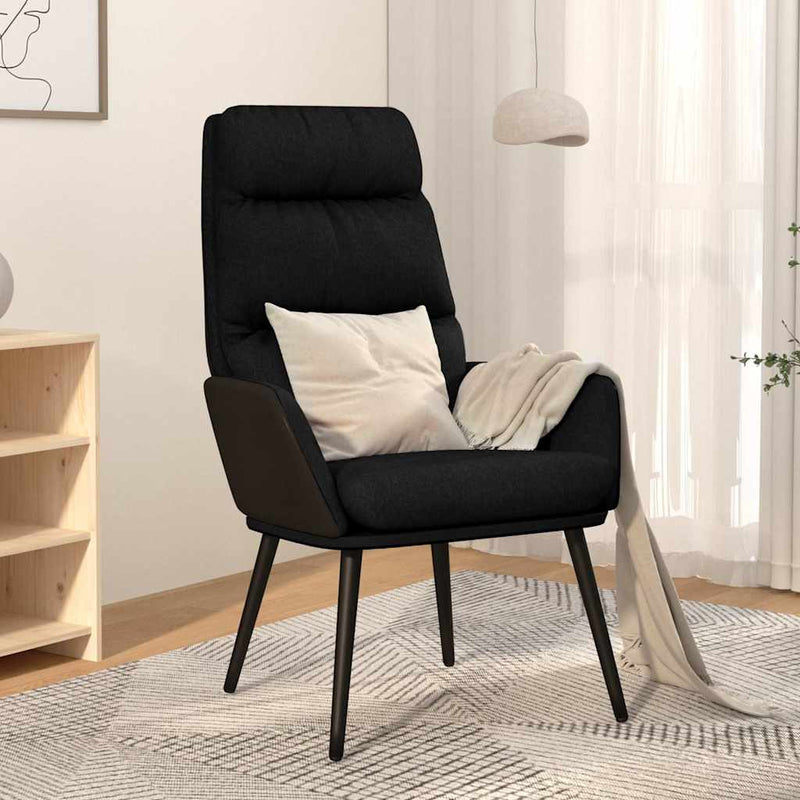 Scaun de relaxare, negru, material textil