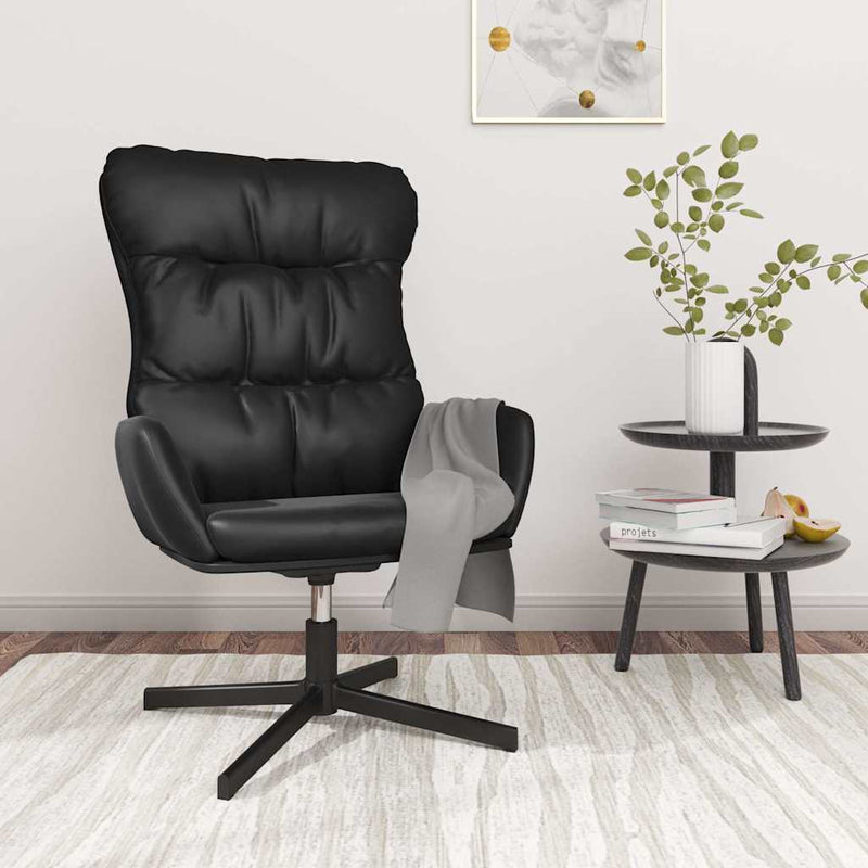 Scaun de relaxare, negru, piele ecologică