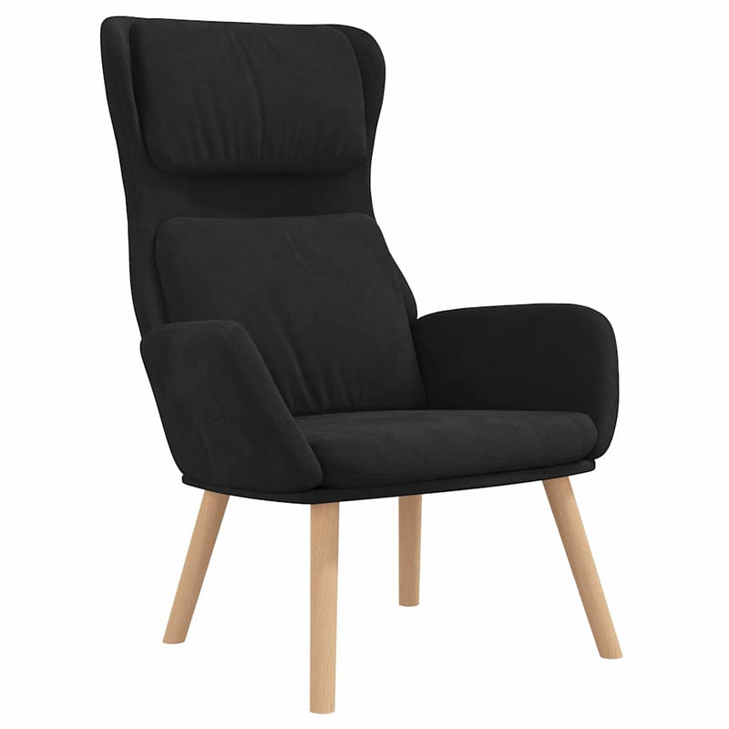 Scaun de relaxare, negru, catifea