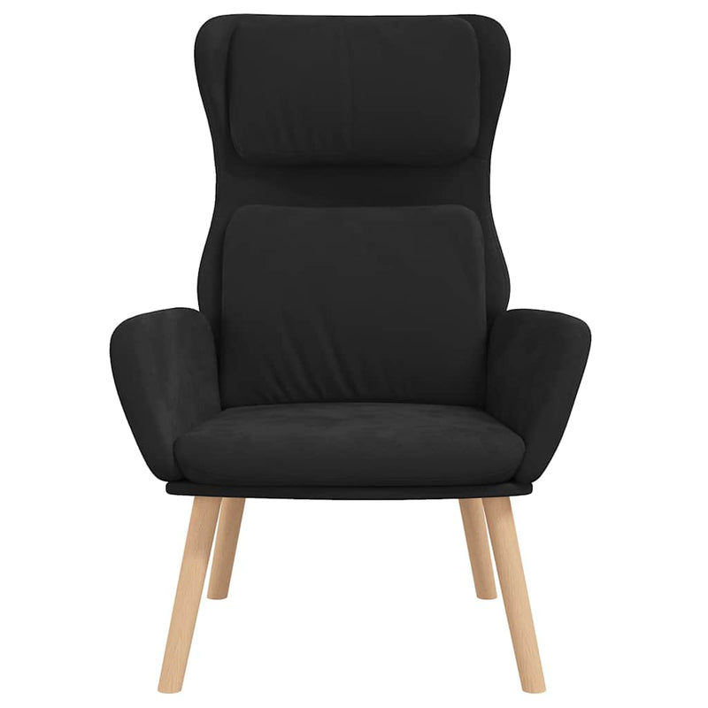Scaun de relaxare, negru, catifea