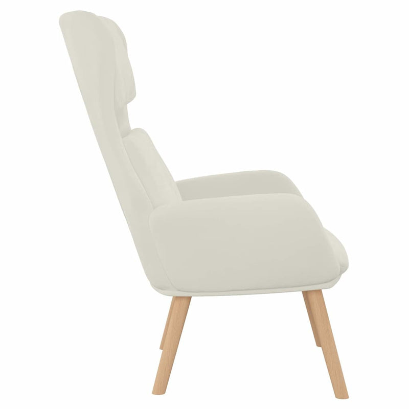 Scaun de relaxare, alb crem, catifea