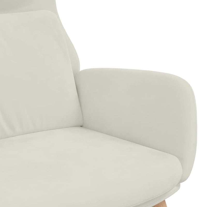 Scaun de relaxare, alb crem, catifea