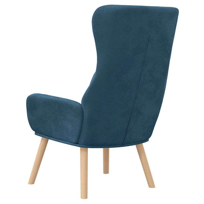 Scaun de relaxare, albastru, catifea