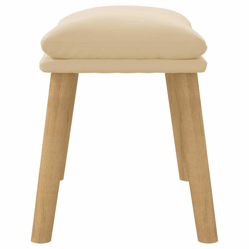 Taburet, crem alb, 45x29,5x35 cm, catifea
