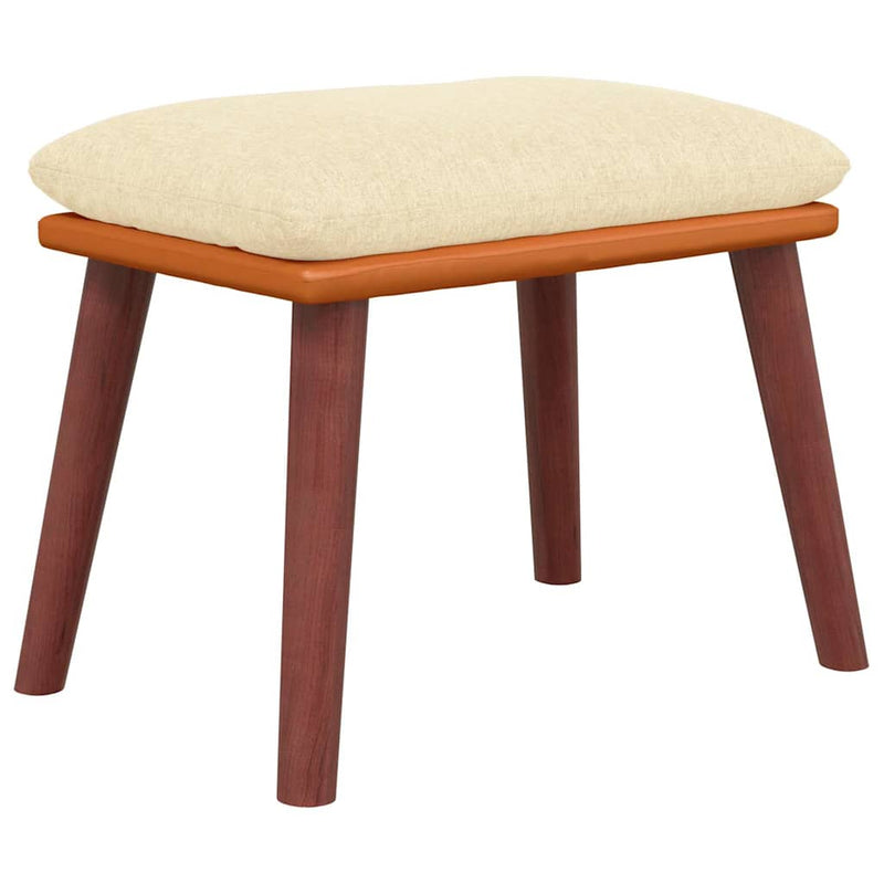 Taburet, crem, 45x29,5x35 cm, textil & piele ecologică