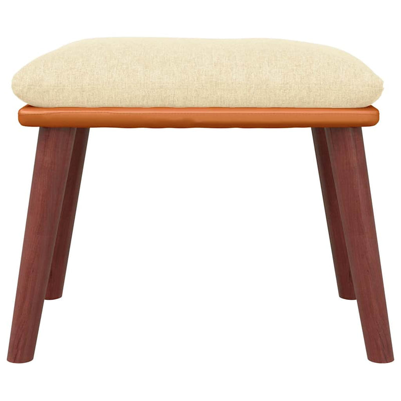 Taburet, crem, 45x29,5x35 cm, textil & piele ecologică