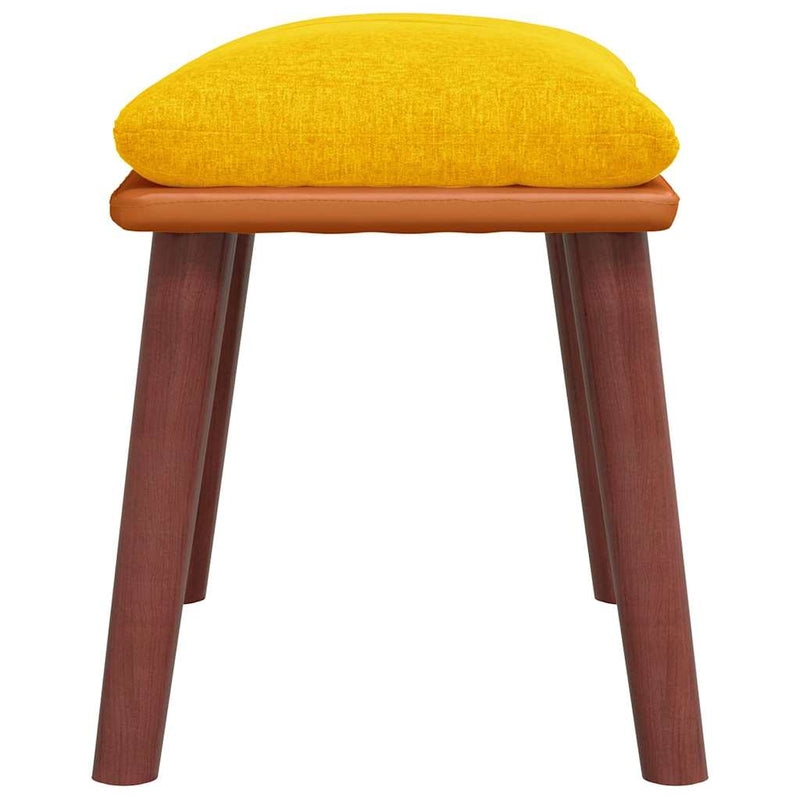 Taburet, galben muștar, 45x29,5x35 cm, textil și piele eco