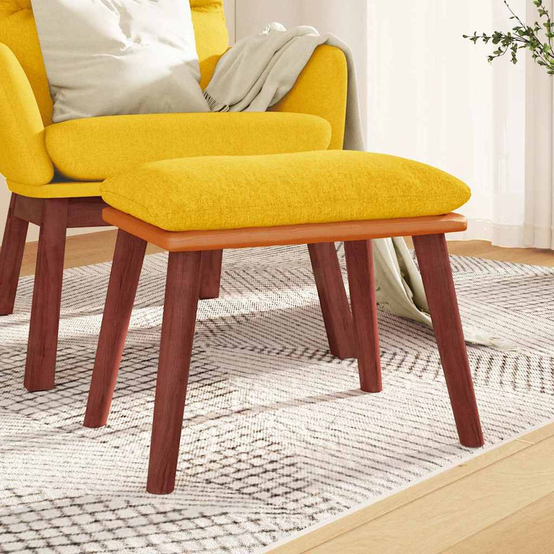 Taburet, galben muștar, 45x29,5x35 cm, textil și piele eco
