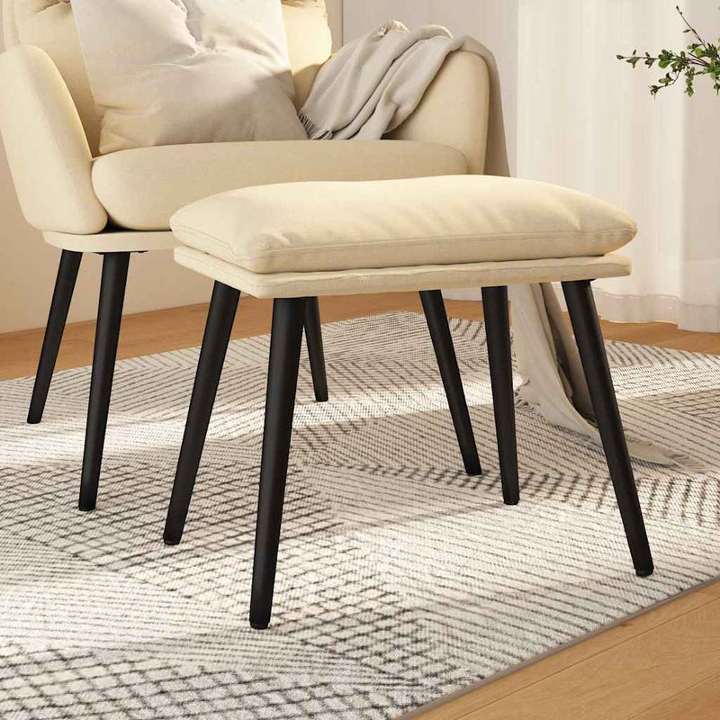 Taburet, crem, 45x29,5x35 cm, material textil