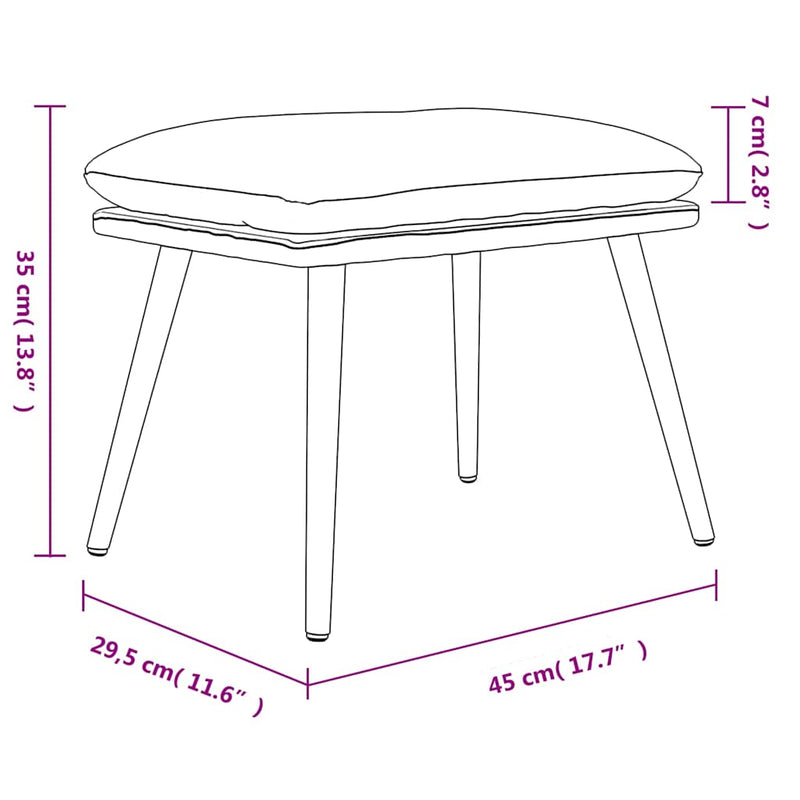 Taburet, roz, 45x29,5x35 cm, catifea