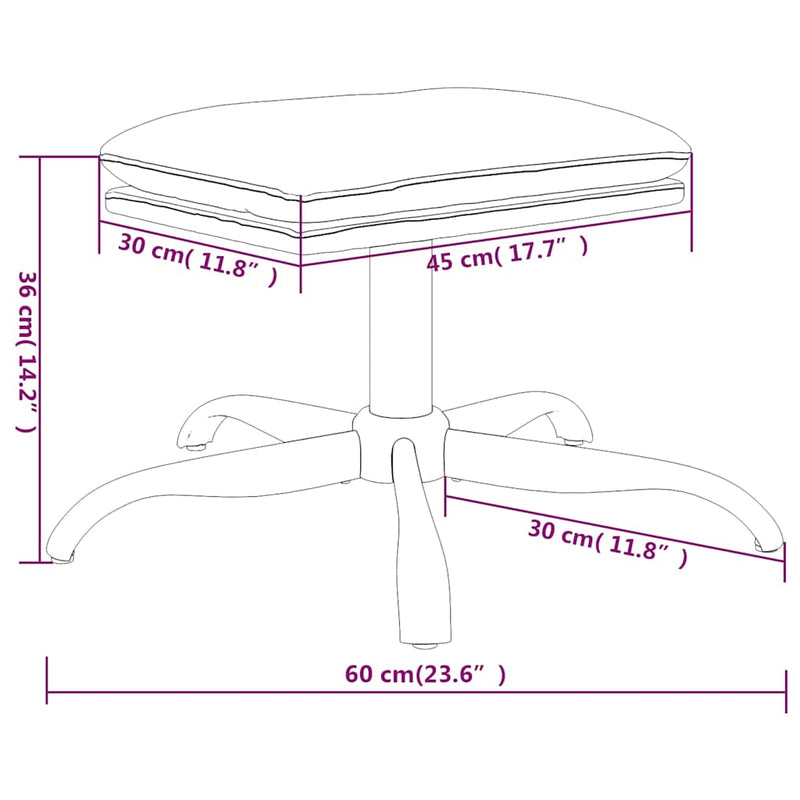 Taburet, crem, 60x60x36 cm, material textil