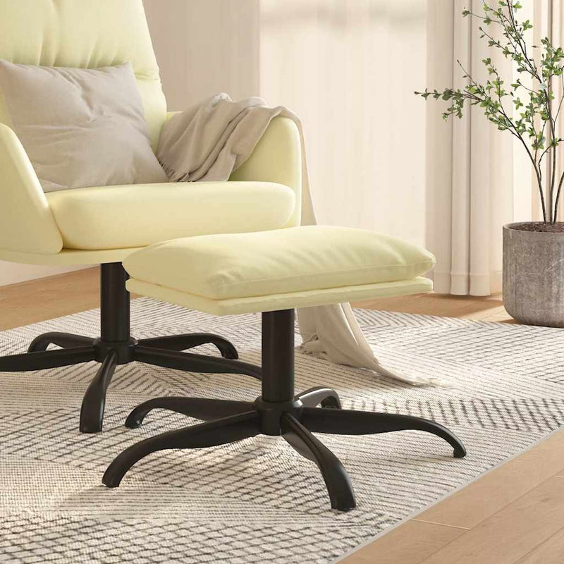 Taburet, crem, 60x60x36 cm, piele ecologică