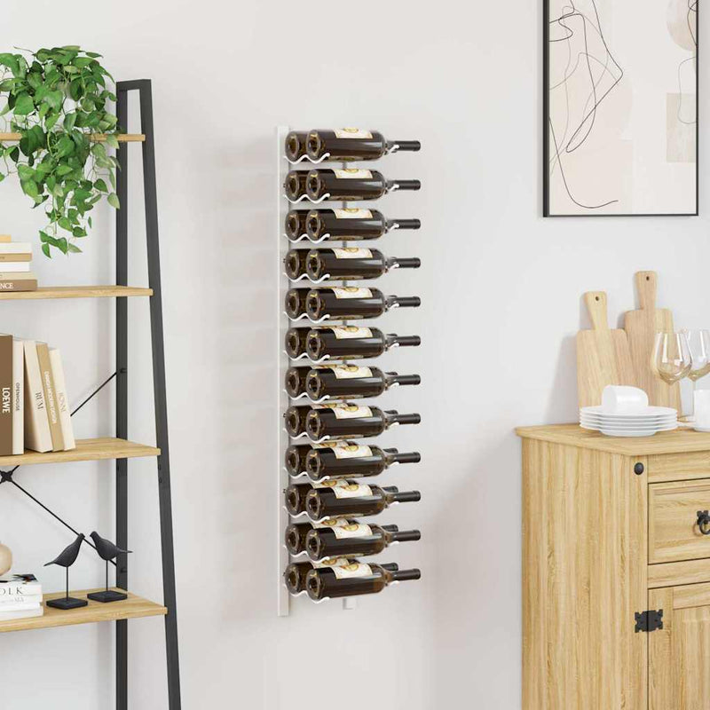 Suport sticle de vin, de perete, 24 sticle, alb, fier