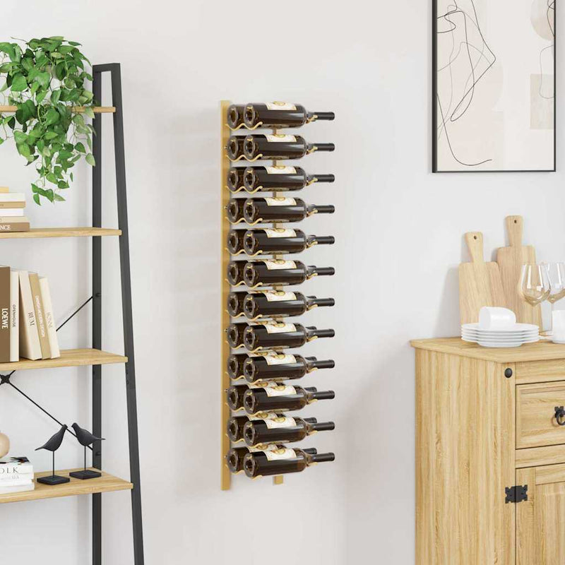 Suport sticle de vin, de perete, 24 sticle, auriu, fier