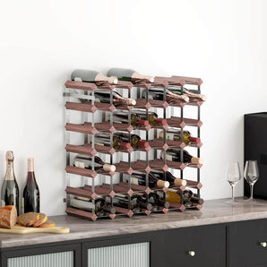 Suport sticle de vin, 42 sticle, maro, lemn masiv de pin