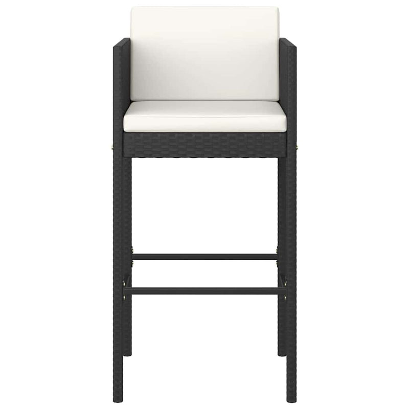 Set mobilier bar de grădină cu perne, 5 piese, negru, poliratan