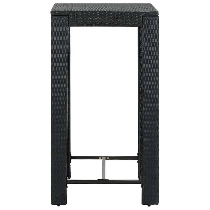 Set mobilier bar de grădină cu perne, 5 piese, negru, poliratan