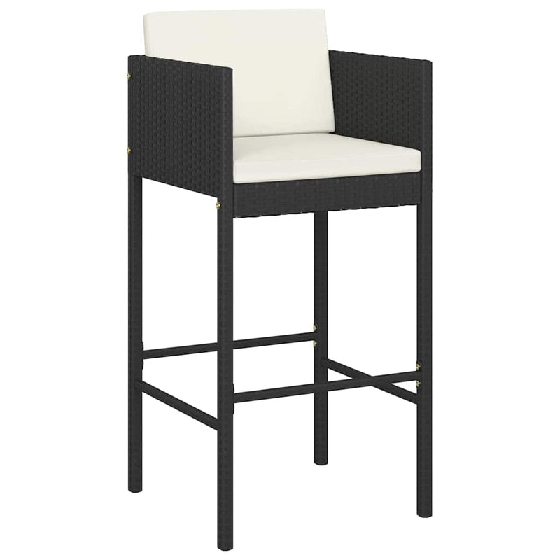 Set mobilier bar de grădină cu perne, 5 piese, negru, poliratan