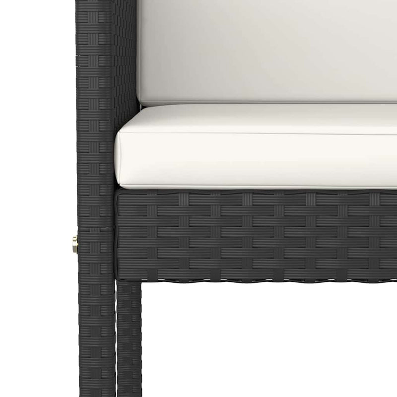 Set mobilier bar de grădină cu perne, 5 piese, negru, poliratan
