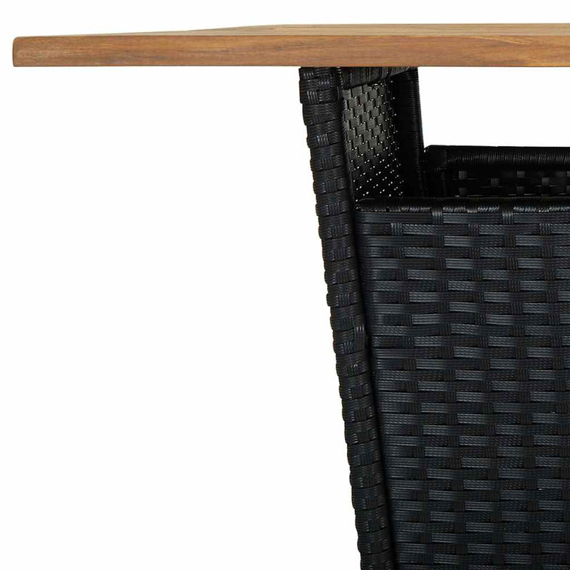 Set mobilier bar de grădină cu perne, 5 piese, negru, poliratan
