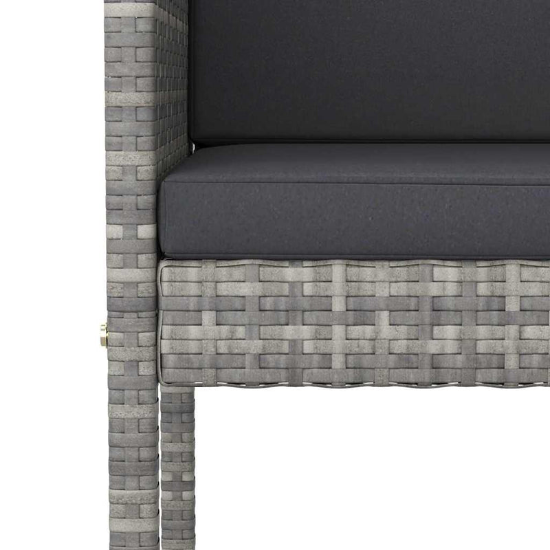 Set mobilier bar de grădină cu perne, 5 piese, gri, poliratan