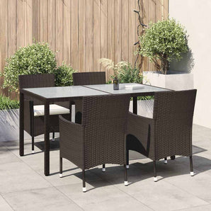 Set mobilier de exterior cu perne, 5 piese, maro, poliratan