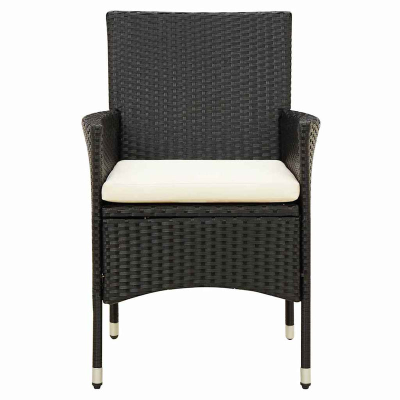 Set mobilier de exterior cu perne, 5 piese, negru, poliratan