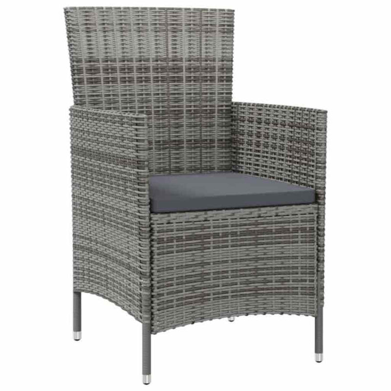 Set mobilier de exterior cu perne, 5 piese, gri, poliratan
