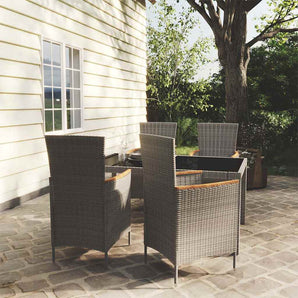 Set mobilier de exterior cu perne, 5 piese, gri, poliratan